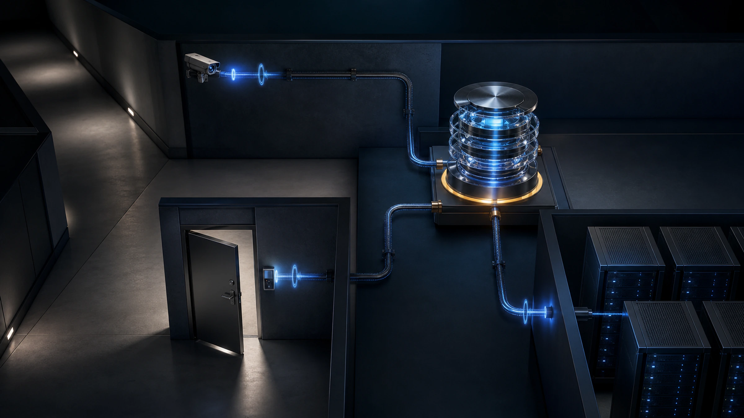Cameras, doors, and servers aligned to one trusted time source for event reconstruction.